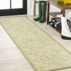 JONATHAN Y Weave Floral Indoor Outdoor Area Rug 5X8 Teal/Gray, Tela Bohemian Textured for Backyard, Patio, Porch, Easy-Cleaning, High Traffic, Pet-Friendly, Non-Shedding (SMB100C-5)(Green/Cream)
