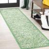 JONATHAN Y Weave Floral Indoor Outdoor Area Rug 5X8 Teal/Gray, Tela Bohemian Textured for Backyard, Patio, Porch, Easy-Cleaning, High Traffic, Pet-Friendly, Non-Shedding (SMB100C-5)(Cream/Green)
