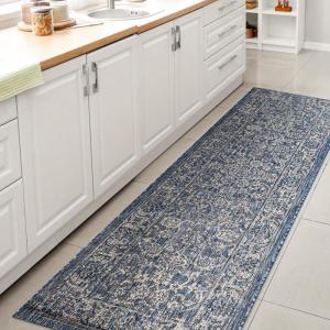 JONATHAN Y Weave Floral Indoor Outdoor Area Rug 5X8 Teal/Gray, Tela Bohemian Textured for Backyard, Patio, Porch, Easy-Cleaning, High Traffic, Pet-Friendly, Non-Shedding (SMB100C-5)(Navy/Gray)