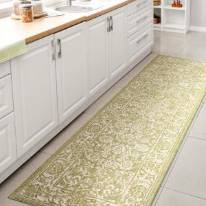JONATHAN Y Weave Floral Indoor Outdoor Area Rug 5X8 Teal/Gray, Tela Bohemian Textured for Backyard, Patio, Porch, Easy-Cleaning, High Traffic, Pet-Friendly, Non-Shedding (SMB100C-5)(Green/Cream)