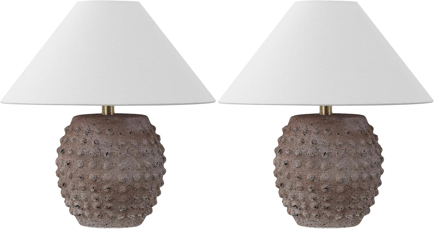image:imageJONATHAN Y 1825 Matte Black Ceramic Hobnail Table Lamp Set of 2 for Bedroom Modern Minimalist Farmhouse Bedside Nightstand Lamps White Linen Shade LED Bulbs Included JYL5601ASET2Matte Taupe