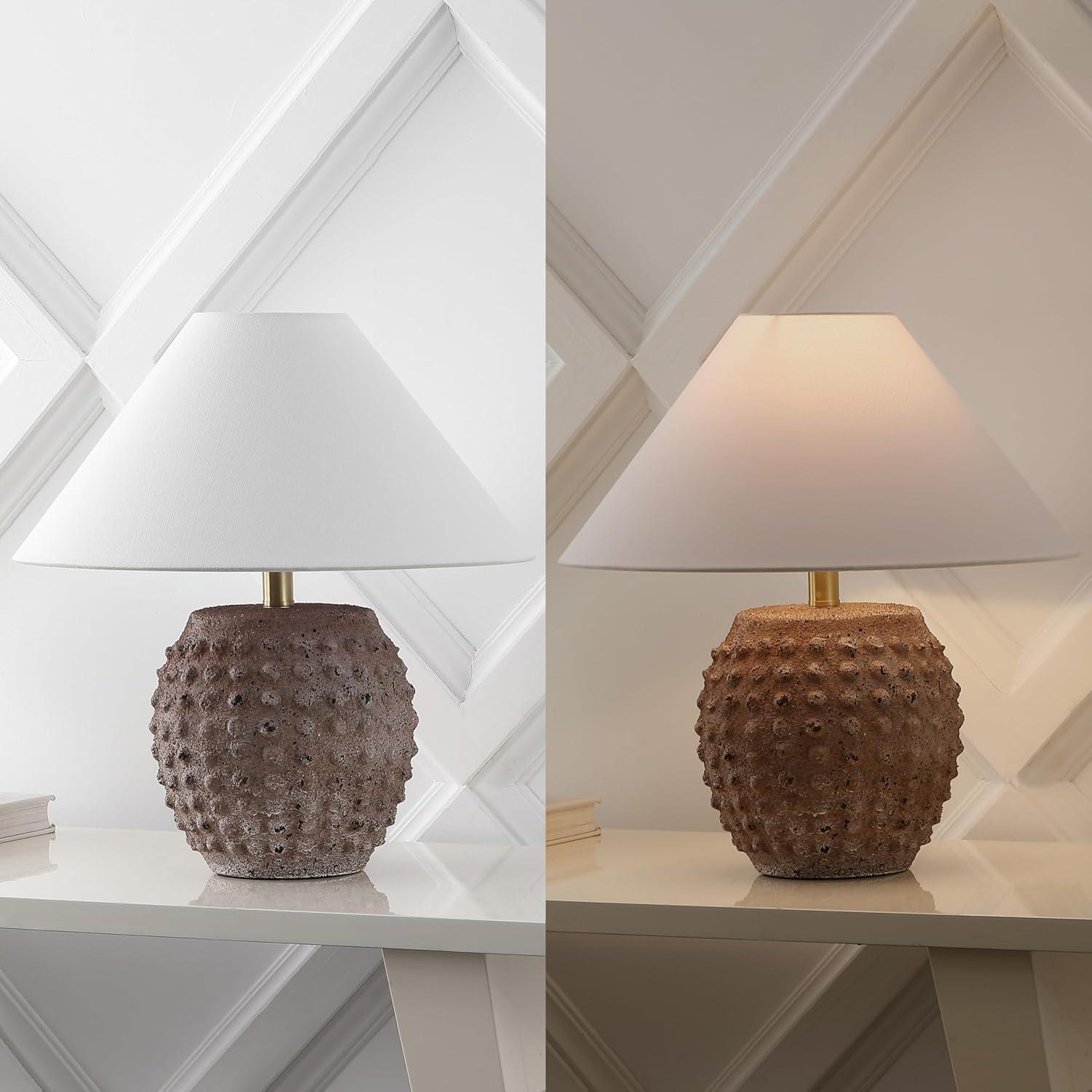 image:imageJONATHAN Y 1825 Matte Black Ceramic Hobnail Table Lamp Set of 2 for Bedroom Modern Minimalist Farmhouse Bedside Nightstand Lamps White Linen Shade LED Bulbs Included JYL5601ASET2Matte Taupe
