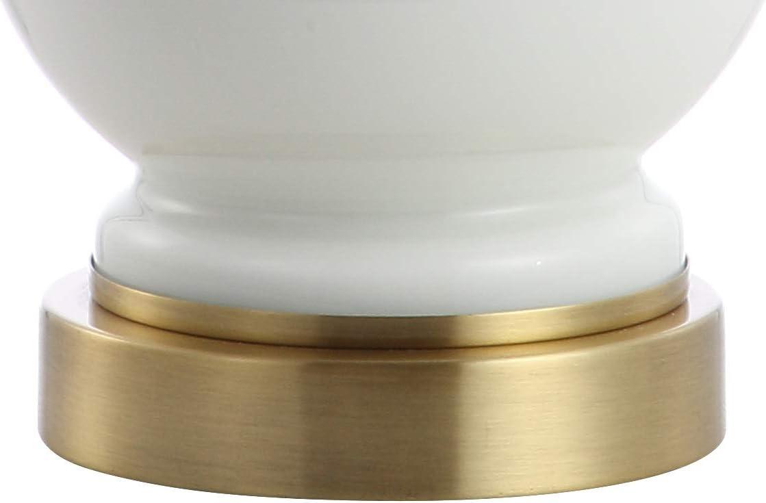 image:imageJONATHAN Y 22 Light CoralBrass Gold Modern Glass Table Lamp Set of 2 Brass Gold Bedside Lamp with White Linen Shade for Bedroom Living Room LED Bulbs Included JYL4033DSET2WhiteBrass Gold