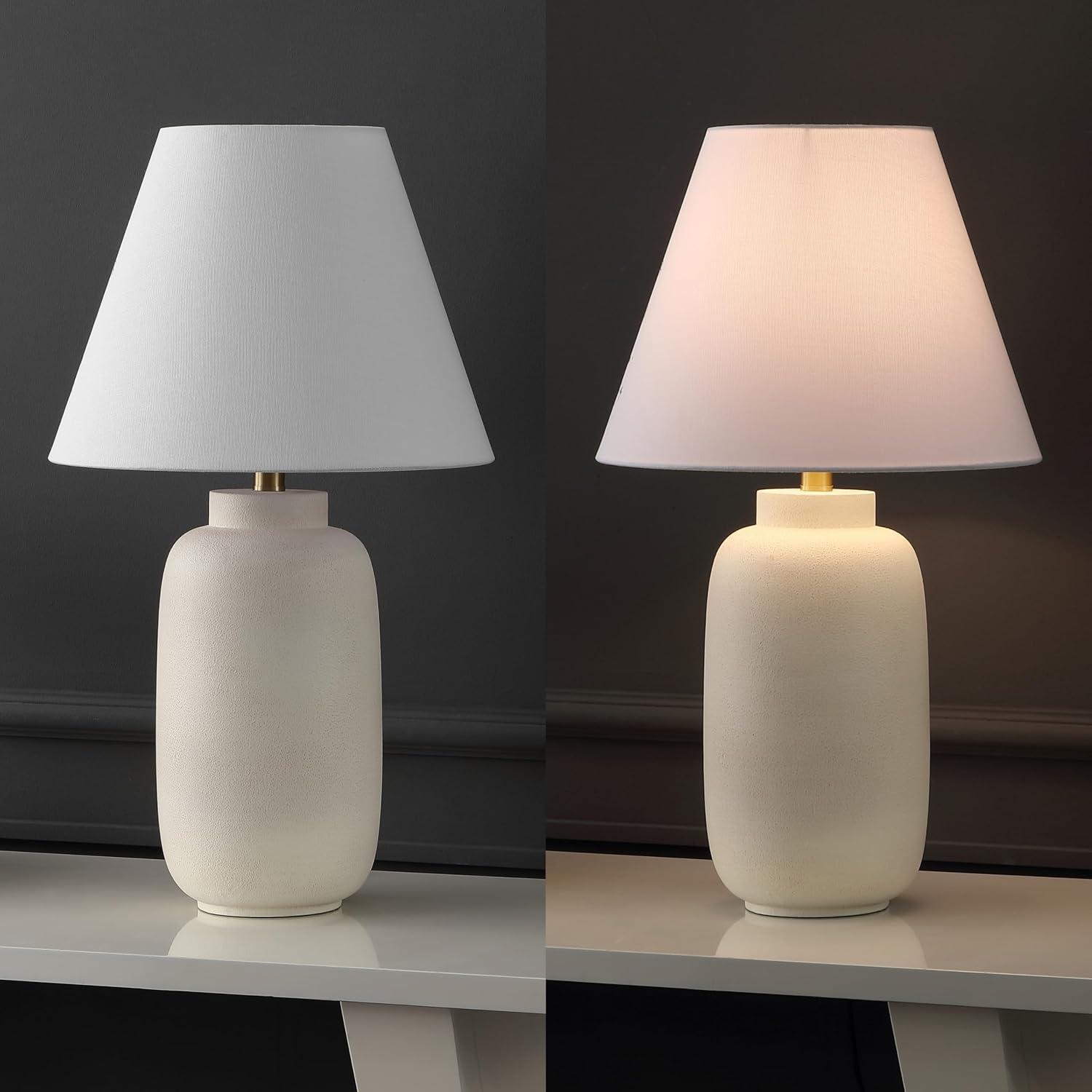 image:imageJONATHAN Y 245 Matte Black Modern Ginger Jar Table Lamp Set of 2 for Bedroom Farmhouse Scandinavian Lamps for Nightstand White Linen Shade LED Bulbs Included JYL5603ASET2Matte Cream