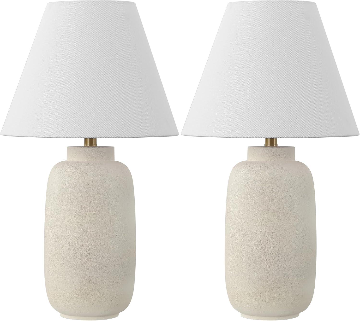 image:imageJONATHAN Y 245 Matte Black Modern Ginger Jar Table Lamp Set of 2 for Bedroom Farmhouse Scandinavian Lamps for Nightstand White Linen Shade LED Bulbs Included JYL5603ASET2Matte Cream