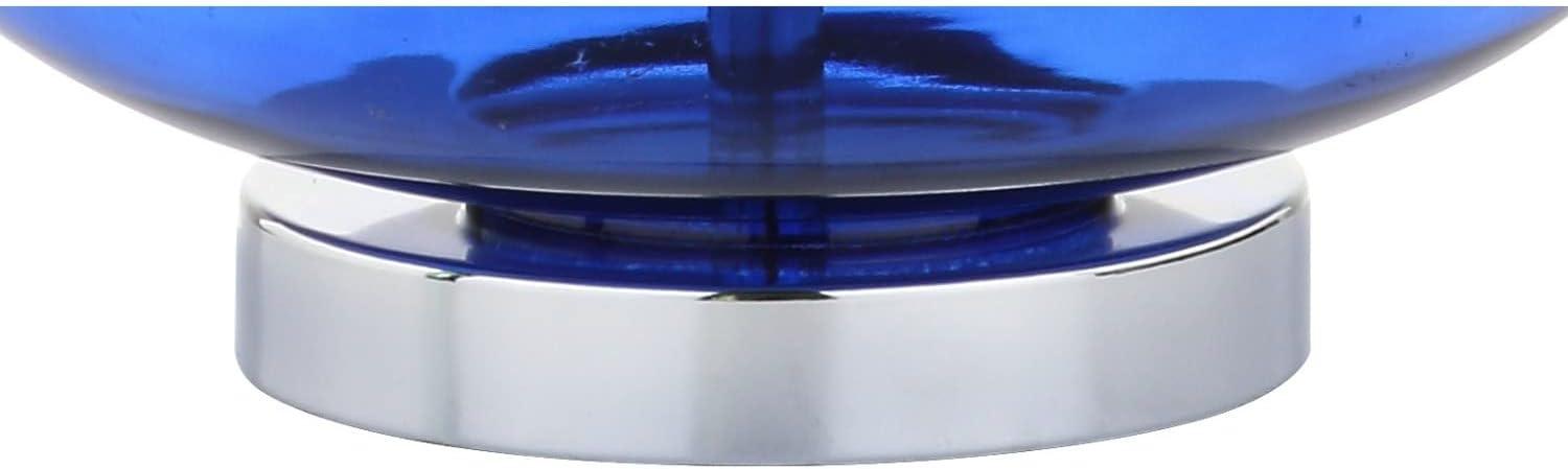 image:imageJONATHAN Y 255 AquaChrome Glass Teardrop Table Lamp Set of 2 for Bedroom Modern Bedside Lamps for Living Room White Linen Drum Shade LED Bulbs Included JYL1081BSET2Cobalt Blue