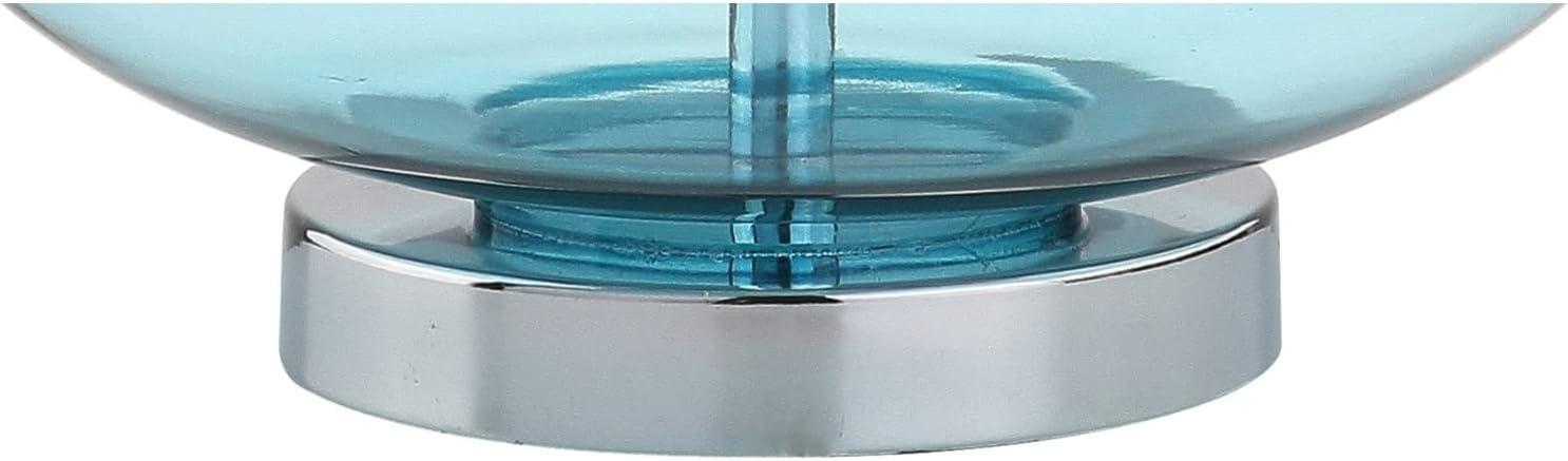 image:imageJONATHAN Y 255 AquaChrome Glass Teardrop Table Lamp Set of 2 for Bedroom Modern Bedside Lamps for Living Room White Linen Drum Shade LED Bulbs Included JYL1081BSET2Aqua