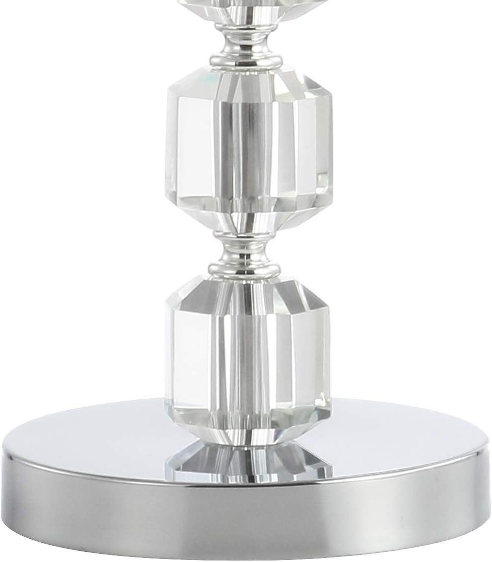 image:imageJONATHAN Y 275 Chrome Modern Stacked Crystal Table Lamp Set of 2 for Living Room Bedroom Glam Bedside Nightstand Lamps White Linen Shade LED Bulbs Included UL Listed JYL5053ASET2