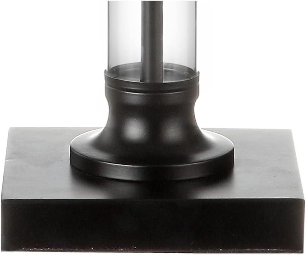 image:imageJONATHAN Y 30 BlackClear Glass and Metal Column Table Lamp Set of 2 for Living Room Bedroom Traditional Iron Base with White Linen Drum Shade LED Bulbs Included JYL1008ASET2