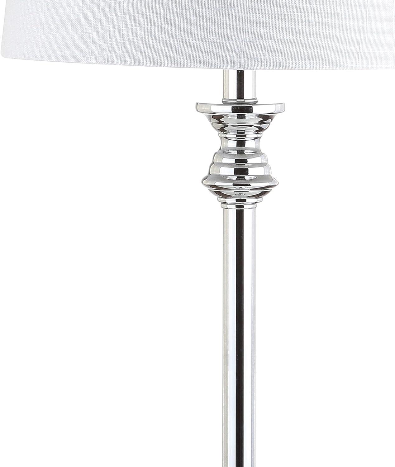 image:imageJONATHAN Y 33 Crystal and Chrome LED Table Lamp Set of 2 Contemporary Clear Metal Lamps for Living Room Bedroom White Linen Drum Shade LED Bulbs Included UL Listed JYL2056ASET2