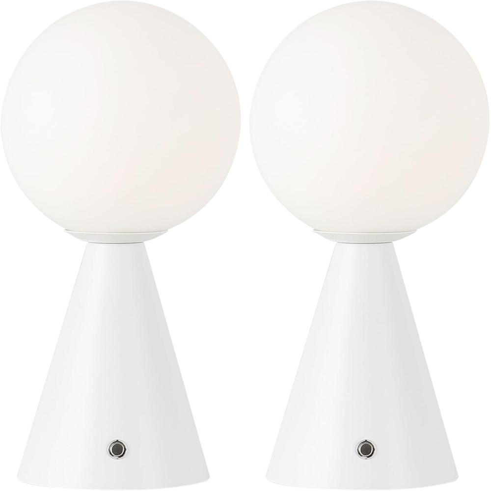 image:imageJONATHAN Y 1175 Yellow Macie Modern Globe Cordless Table Lamp Set of 2 Rechargeable Dimmable Integrated LED Touch Sensor Bedside Lamp White Frosted Glass Shade JYL7159ASET2White