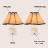 JONATHAN Y 10.5″ Ivory Rechargeable Cordless Integrated LED Table Lamps Set of 2, Classic Vintage Scalloped Linen Shade, Dimmable Touch Sensor Accent Lamps JYL7157A-SET2