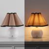 JONATHAN Y 10.5″ Ivory Rechargeable Cordless Integrated LED Table Lamps Set of 2, Classic Vintage Scalloped Linen Shade, Dimmable Touch Sensor Accent Lamps JYL7157A-SET2