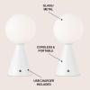 JONATHAN Y 11.75″ Yellow Macie Modern Globe Cordless Table Lamp Set of 2, Rechargeable Dimmable Integrated LED Touch Sensor Bedside Lamp, White Frosted Glass Shade JYL7159A-SET2(White)