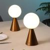 JONATHAN Y 11.75″ Yellow Macie Modern Globe Cordless Table Lamp Set of 2, Rechargeable Dimmable Integrated LED Touch Sensor Bedside Lamp, White Frosted Glass Shade JYL7159A-SET2(Antique Gold)