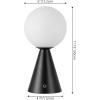 JONATHAN Y 11.75″ Yellow Macie Modern Globe Cordless Table Lamp Set of 2, Rechargeable Dimmable Integrated LED Touch Sensor Bedside Lamp, White Frosted Glass Shade JYL7159A-SET2(Black)