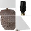 JONATHAN Y 18.25″ Matte Black Ceramic Hobnail Table Lamp Set of 2 for Bedroom, Modern Minimalist Farmhouse Bedside Nightstand Lamps, White Linen Shade, LED Bulbs Included JYL5601A-SET2(Matte Taupe)