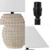 JONATHAN Y 18.25″ Matte Black Ceramic Hobnail Table Lamp Set of 2 for Bedroom, Modern Minimalist Farmhouse Bedside Nightstand Lamps, White Linen Shade, LED Bulbs Included JYL5601A-SET2(Matte Cream)