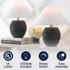 JONATHAN Y 18.25″ Matte Black Ceramic Hobnail Table Lamp Set of 2 for Bedroom, Modern Minimalist Farmhouse Bedside Nightstand Lamps, White Linen Shade, LED Bulbs Included JYL5601A-SET2(Matte Black)