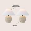 JONATHAN Y 18.25″ Matte Black Ceramic Hobnail Table Lamp Set of 2 for Bedroom, Modern Minimalist Farmhouse Bedside Nightstand Lamps, White Linen Shade, LED Bulbs Included JYL5601A-SET2(Matte Cream)
