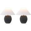 JONATHAN Y 18.25″ Matte Black Ceramic Hobnail Table Lamp Set of 2 for Bedroom, Modern Minimalist Farmhouse Bedside Nightstand Lamps, White Linen Shade, LED Bulbs Included JYL5601A-SET2(Matte Black)