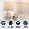 JONATHAN Y 20.5″ White Ceramic Pottery Jar Table Lamp Set of 2 for Bedroom Living Room, Rustic Coastal French Country Cottage Style, White Linen Shade, LED Bulbs Included JYL5502A-SET2