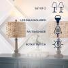 JONATHAN Y 21.25″ Brown Wood Finish Resin Table Lamp Set of 2, Rustic Farmhouse Handwoven Water Hyacinth Shade, Bohemian Bedside Lamp for Living Room, LED Bulbs Included JYL4052A-SET2