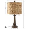 JONATHAN Y 21.25″ Brown Wood Finish Resin Table Lamp Set of 2, Rustic Farmhouse Handwoven Water Hyacinth Shade, Bohemian Bedside Lamp for Living Room, LED Bulbs Included JYL4052A-SET2