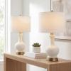 JONATHAN Y 22″ Light Coral/Brass Gold Modern Glass Table Lamp Set of 2, Brass Gold Bedside Lamp with White Linen Shade for Bedroom Living Room, LED Bulbs Included (JYL4033D-SET2)(White/Brass Gold)