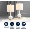 JONATHAN Y 22″ Light Coral/Brass Gold Modern Glass Table Lamp Set of 2, Brass Gold Bedside Lamp with White Linen Shade for Bedroom Living Room, LED Bulbs Included (JYL4033D-SET2)(White/Brass Gold)