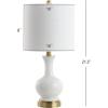 JONATHAN Y 22″ Light Coral/Brass Gold Modern Glass Table Lamp Set of 2, Brass Gold Bedside Lamp with White Linen Shade for Bedroom Living Room, LED Bulbs Included (JYL4033D-SET2)(White/Brass Gold)