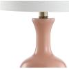 JONATHAN Y 22″ Light Coral/Brass Gold Modern Glass Table Lamp Set of 2, Brass Gold Bedside Lamp with White Linen Shade for Bedroom Living Room, LED Bulbs Included (JYL4033D-SET2)(Light Coral/Brass Gold)
