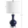 JONATHAN Y 22″ Light Coral/Brass Gold Modern Glass Table Lamp Set of 2, Brass Gold Bedside Lamp with White Linen Shade for Bedroom Living Room, LED Bulbs Included (JYL4033D-SET2)(Navy/Chrome)