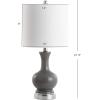 JONATHAN Y 22″ Light Coral/Brass Gold Modern Glass Table Lamp Set of 2, Brass Gold Bedside Lamp with White Linen Shade for Bedroom Living Room, LED Bulbs Included (JYL4033D-SET2)(Gray / Chrome)