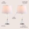 JONATHAN Y 23.75″ Clear Crystal LED Table Lamp Set of 2, Glam Hourglass Bedside Lamps for Living Room Bedroom, White Linen Shade, Chrome Finish, LED Bulbs Included JYL2045A-SET2