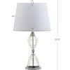 JONATHAN Y 23.75″ Clear Crystal LED Table Lamp Set of 2, Glam Hourglass Bedside Lamps for Living Room Bedroom, White Linen Shade, Chrome Finish, LED Bulbs Included JYL2045A-SET2