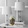 JONATHAN Y 23.75″ Clear Crystal LED Table Lamp Set of 2, Glam Hourglass Bedside Lamps for Living Room Bedroom, White Linen Shade, Chrome Finish, LED Bulbs Included JYL2045A-SET2