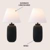 JONATHAN Y 24.5″ Matte Black Modern Ginger Jar Table Lamp Set of 2 for Bedroom, Farmhouse Scandinavian Lamps for Nightstand, White Linen Shade, LED Bulbs Included JYL5603A-SET2(Matte Black)