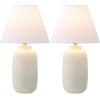 JONATHAN Y 24.5″ Matte Black Modern Ginger Jar Table Lamp Set of 2 for Bedroom, Farmhouse Scandinavian Lamps for Nightstand, White Linen Shade, LED Bulbs Included JYL5603A-SET2(Matte Cream)