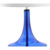 JONATHAN Y 25.5″ Aqua/Chrome Glass Teardrop Table Lamp Set of 2 for Bedroom, Modern Bedside Lamps for Living Room, White Linen Drum Shade, LED Bulbs Included (JYL1081B-SET2)(Cobalt Blue)