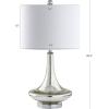JONATHAN Y 25.5″ Aqua/Chrome Glass Teardrop Table Lamp Set of 2 for Bedroom, Modern Bedside Lamps for Living Room, White Linen Drum Shade, LED Bulbs Included (JYL1081B-SET2)(Mercury Silver)