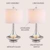 JONATHAN Y 25.5″ Aqua/Chrome Glass Teardrop Table Lamp Set of 2 for Bedroom, Modern Bedside Lamps for Living Room, White Linen Drum Shade, LED Bulbs Included (JYL1081B-SET2)(Mercury Silver)