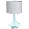 JONATHAN Y 25.5″ Aqua/Chrome Glass Teardrop Table Lamp Set of 2 for Bedroom, Modern Bedside Lamps for Living Room, White Linen Drum Shade, LED Bulbs Included (JYL1081B-SET2)(Aqua)