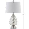 JONATHAN Y 25.5″ Mercury Silver Artichoke Glass Table Lamp Set of 2, Traditional Transitional Textured Lamps for Living Room Bedroom, White Linen Shade, LED Bulbs Included JYL1076A-SET2