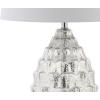 JONATHAN Y 25.5″ Mercury Silver Artichoke Glass Table Lamp Set of 2, Traditional Transitional Textured Lamps for Living Room Bedroom, White Linen Shade, LED Bulbs Included JYL1076A-SET2