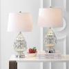 JONATHAN Y 25.5″ Mercury Silver Artichoke Glass Table Lamp Set of 2, Traditional Transitional Textured Lamps for Living Room Bedroom, White Linen Shade, LED Bulbs Included JYL1076A-SET2