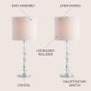 JONATHAN Y 27.5″ Chrome Modern Stacked Crystal Table Lamp Set of 2 for Living Room Bedroom, Glam Bedside Nightstand Lamps, White Linen Shade, LED Bulbs Included, UL Listed JYL5053A-SET2