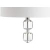 JONATHAN Y 27.5″ Chrome Modern Stacked Crystal Table Lamp Set of 2 for Living Room Bedroom, Glam Bedside Nightstand Lamps, White Linen Shade, LED Bulbs Included, UL Listed JYL5053A-SET2