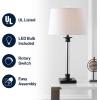 JONATHAN Y 30″ Black/Clear Glass and Metal Column Table Lamp Set of 2 for Living Room Bedroom, Traditional Iron Base with White Linen Drum Shade, LED Bulbs Included JYL1008A-SET2
