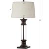 JONATHAN Y 32″ Gold/Clear Glass Table Lamp Set of 2 for Living Room, Rustic Farmhouse Bedside Nightstand Lamps with Gray Linen Drum Shade, LED Bulbs Included (JYL4000B-SET2)(Bronze/Clear)